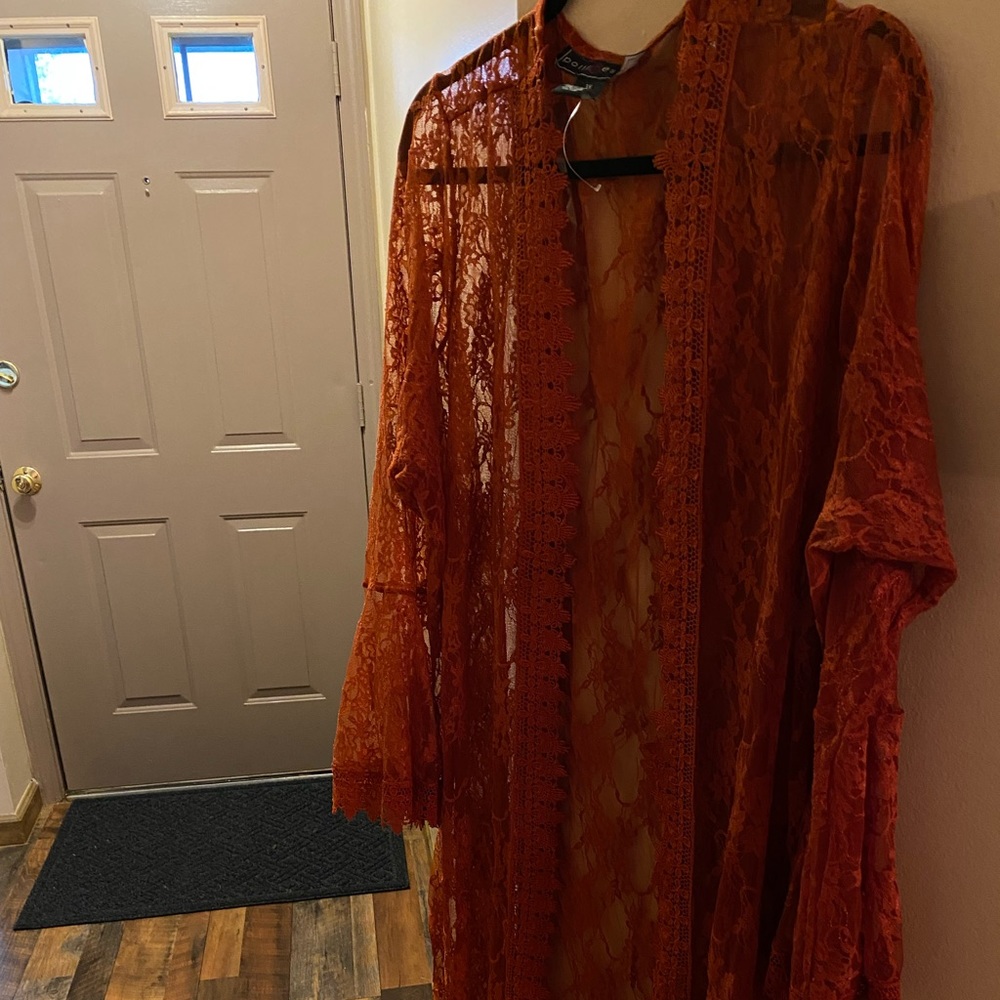Polly & Esther, Burnt Orange Duster, 3X